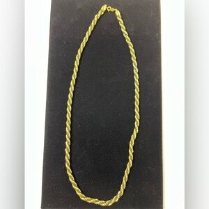 Vintage‎ Marked Trifari TM Gold Tone And Black Twisted Rope Chain Necklace 28”